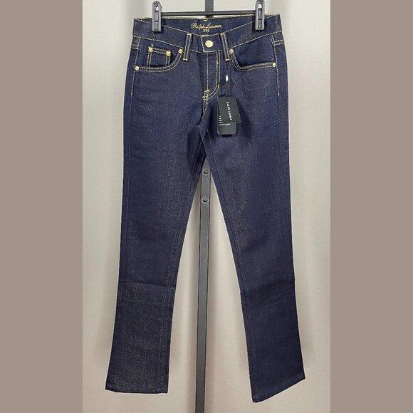 Ralph Lauren Denim - NEW Ralph Lauren 380 Blue Gold Skinny Straight Jeans Womens 25